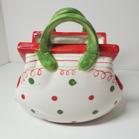 Ceramic Holiday Purse Flower Pot Decoration, Christmas Decoration - Picture 4 of 7